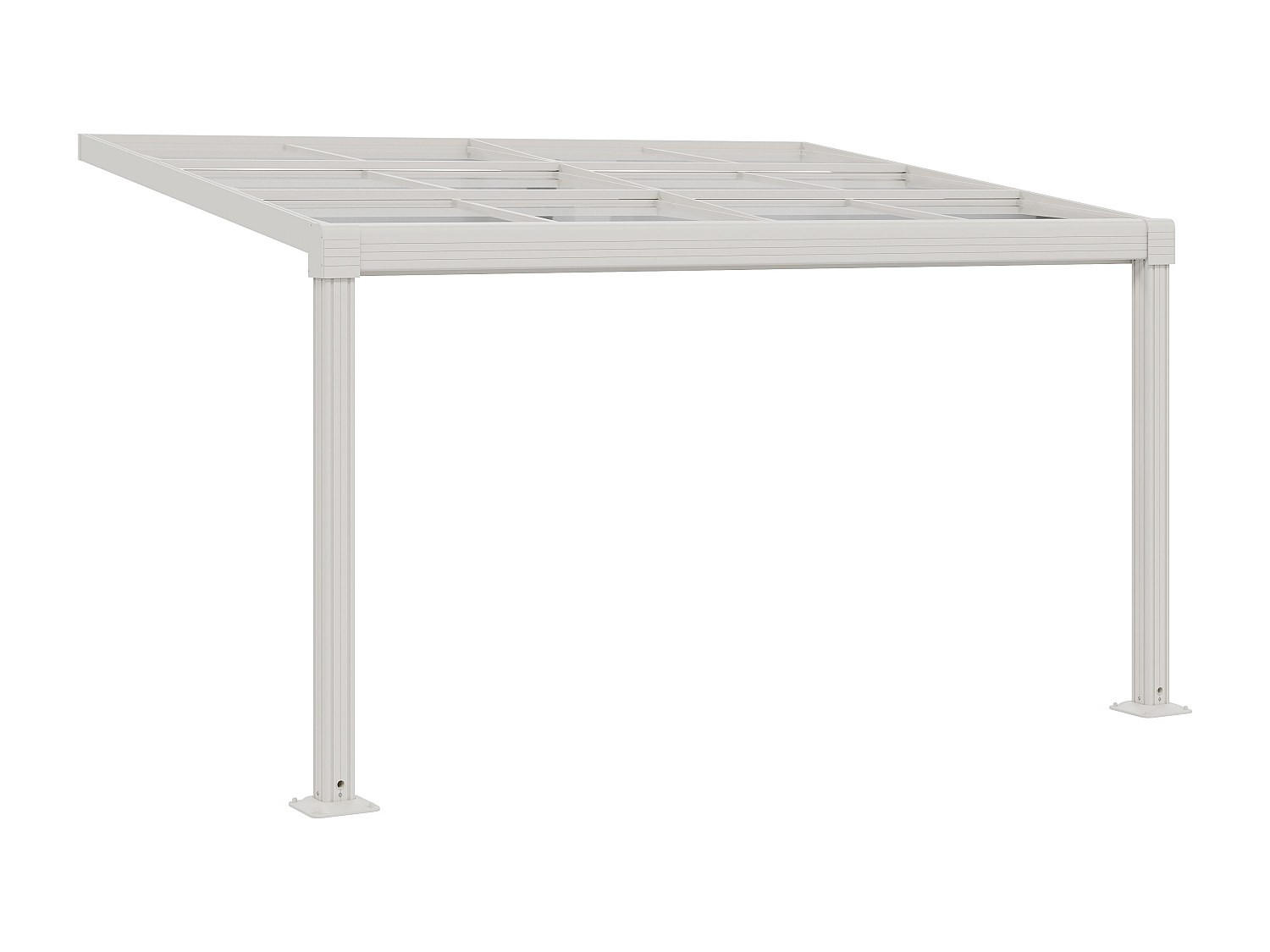 ANLEHNENDE Pergola - 400cm x 298cm - Polycarbonat - weiß - IZEDA - Weiß, Kunststoff (400/200/298cm) - Vente-Unique
