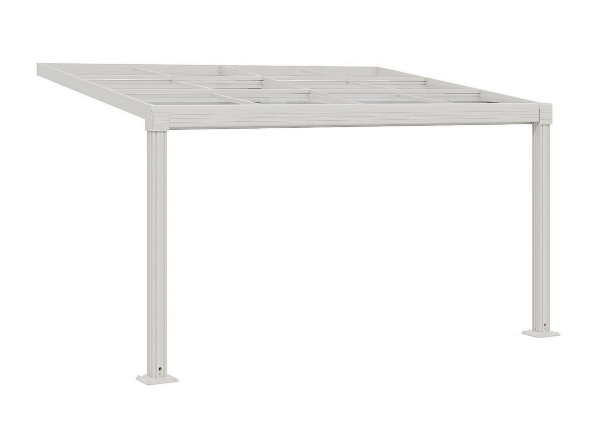ANLEHNENDE Pergola - 400cm x 298cm - Polycarbonat - weiß - IZEDA - Weiß, Kunststoff (400/200/298cm) - Vente-Unique