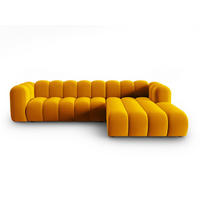 ECKSOFA modular rechts Lupine aus Samt gelb 4 Sitzplätze - Gelb, Textil (177/290cm) - Micadoni