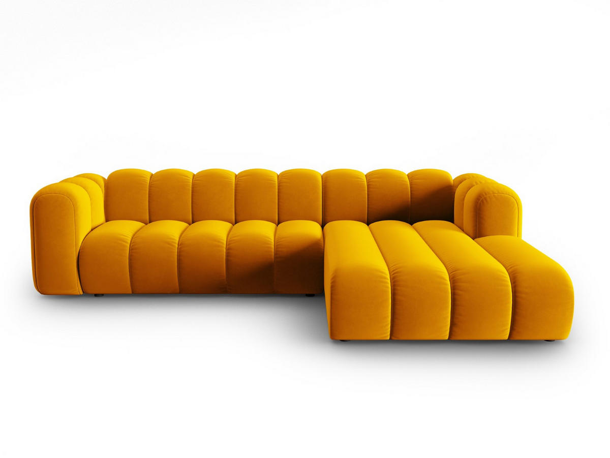 ECKSOFA modular rechts Lupine aus Samt gelb 4 Sitzplätze - Gelb, Textil (177/290cm) - Micadoni