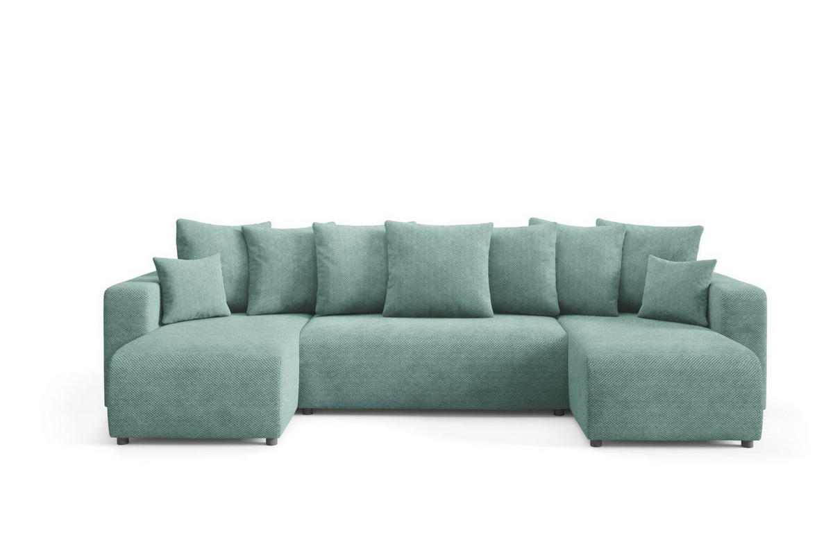WOHNLANDSCHAFT mit Schlaffunktion Türkis - Türkis, Textil (318/88/145cm) - Furnisell
