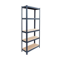 ETAJERĂ Antracit metal pentru sarcini grele 5 niveluri - antracit, material plastic/compozit lemnos (75/150/30cm) - Relaxdays