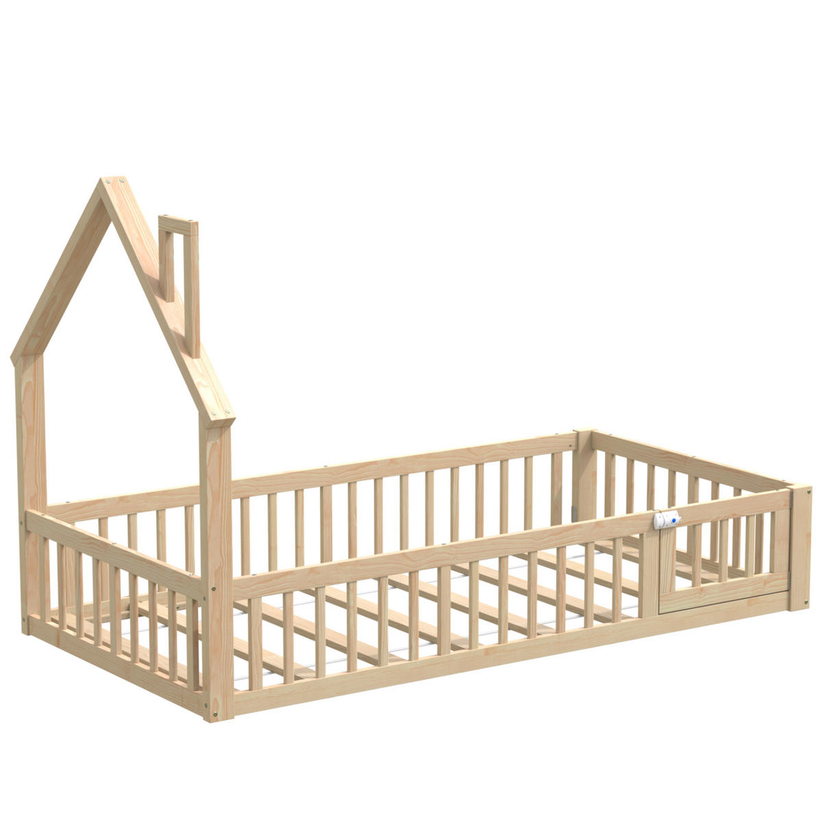 KINDEREINZELBETTEN aus Kiefernholz 90x200 cm in Natur mit Sicherheitsgitter - Naturfarben, Holzwerkstoff (90/200cm) - Modfu