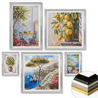 WANDBILDER 5er Set - 50x50 cm & 20x30 cm & 40x60 cm Silberner Rahmen - Abstrakte Kranichberge - Silberfarben, Kunststoff (40/60cm) - ArtPrintCave