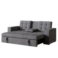 SCHLAFSOFA noho grau 3-sitzer cord - Grau, Holz (208/84/102cm) - Concept Usine