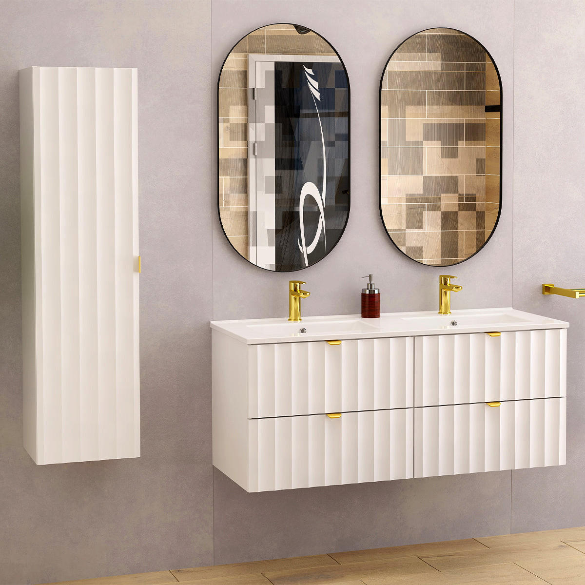 DVOJUMYVADLO 120cm Lexa Bílá - bílá, kompozitní dřevo (120/50/45.8cm) - Petits-meubles