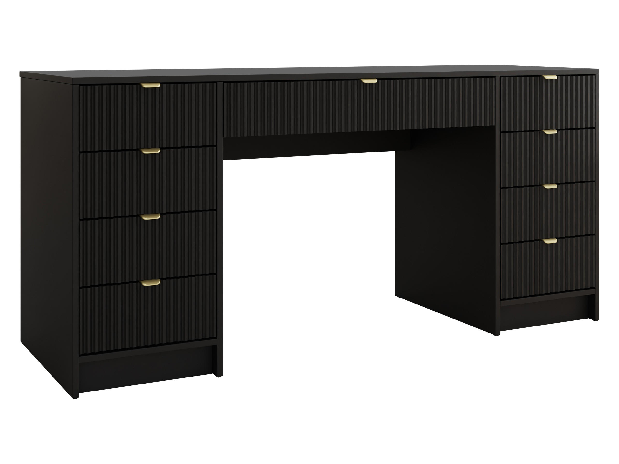SCHREIBTISCH Tireno Bis - Goldfarben/Schwarz, Holzwerkstoff/Metall (55/154/76cm) - MIRJAN24