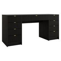 SCHREIBTISCH Tireno Bis - Goldfarben/Schwarz, Holzwerkstoff/Metall (55/154/76cm) - MIRJAN24