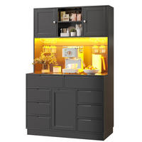 HOCHSCHRANK mit LED-Beleuchtung 120 x 40 x 183,5 cm MDF Schwarz - Schwarz, Holzwerkstoff (40/183.5/120cm) - Meubliv