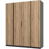 DREHTÜRENSCHRANK Kaya 200/62/239 4-Türig - Eichefarben/Schwarz, Holzwerkstoff (200/239/62cm) - Beautysofa