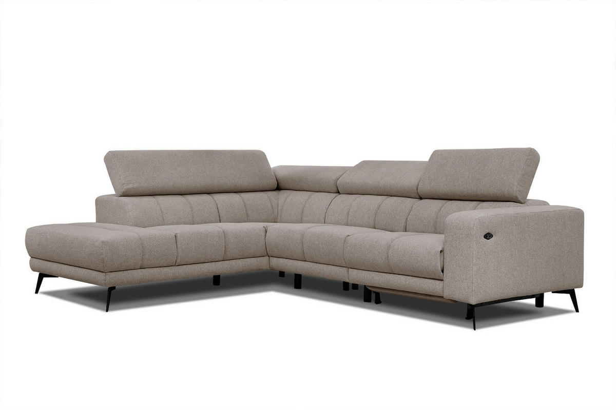 ECKSOFA MORELLO 5-Sitzer, taupe - Taupe/Schwarz, Holzwerkstoff/Textil (158/269cm) - Courtois Laville