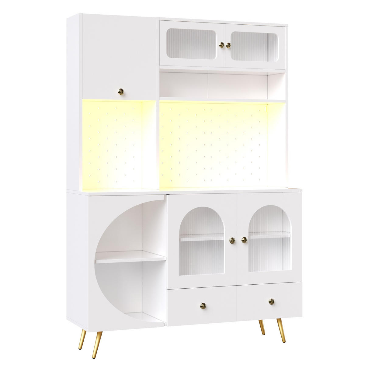 ANRICHTE 120/40/176 cm in Weiß mit LED-Beleuchtung und USB-Anschlüssen - Weiß, Holzwerkstoff (120/176/40cm) - Flora Grace