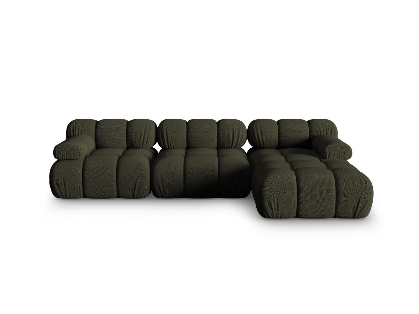 ECKSOFA modular rechts Bellis aus 3D-Stoff Amazonasgrün 4 Sitzplätze - Waldgrün, Textil (155/282cm) - Micadoni