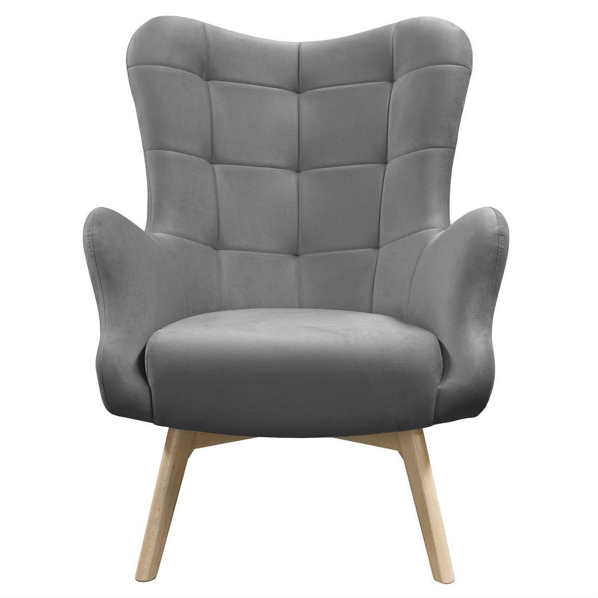 SESSEL SAND mit Buchenbeinen - Dunkelgrau/Buchefarben, Textil (80/105/86cm) - Lookway