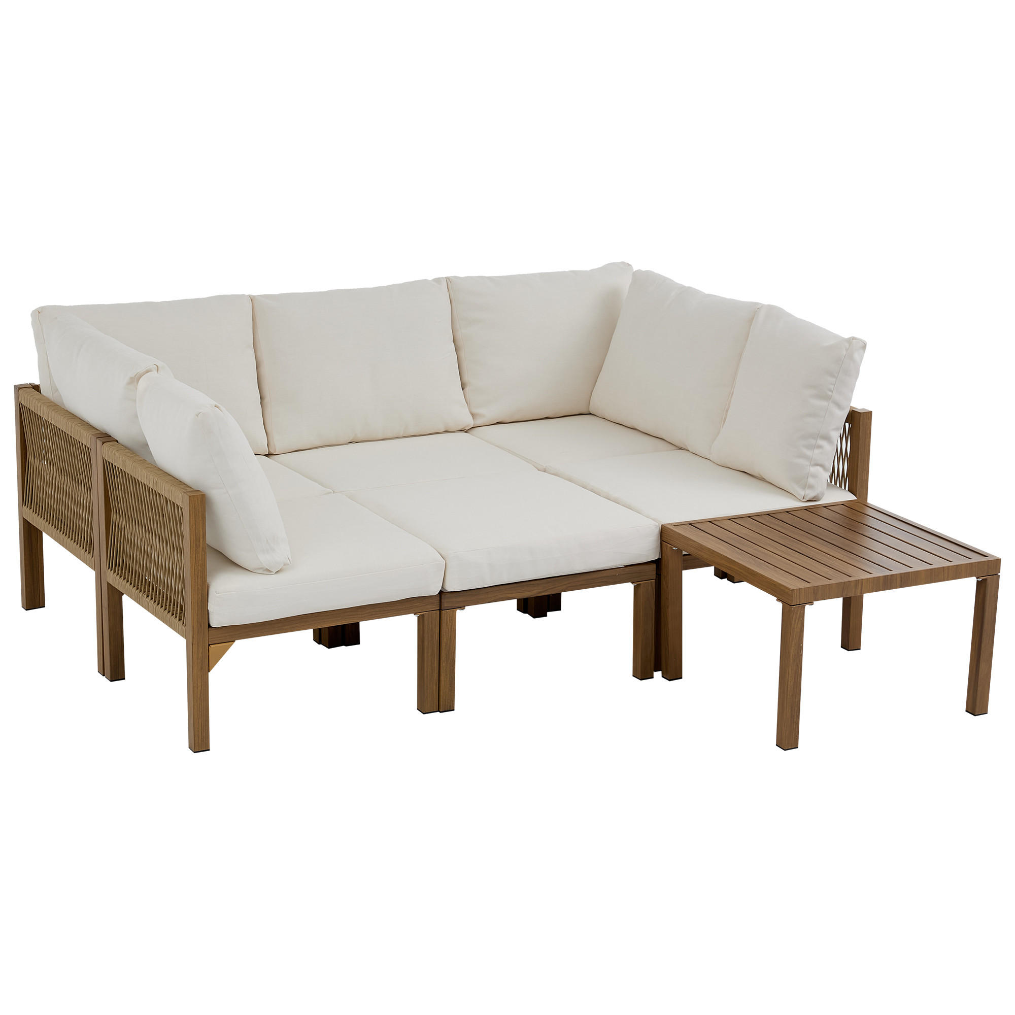 MODULARES Garten Lounge Set 240×180×84 cm für 6 Personen, beige - Beige, Textil