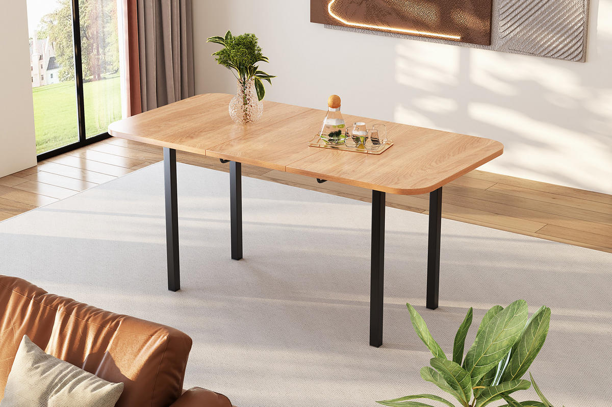 ESSTISCH 120/160 cm Naturfarbe aus MDF mit Ausziehfunktion - Eichefarben, Holzwerkstoff (160/80/75cm) - OKMYHOME