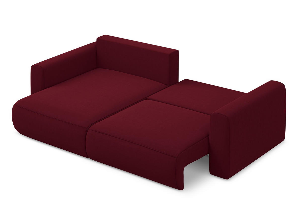 ECKSOFA mit Schlaffunktion Samt Stoff Rot - Bordeaux/Rot, Kunststoff/Textil (149/240cm) - Makamii