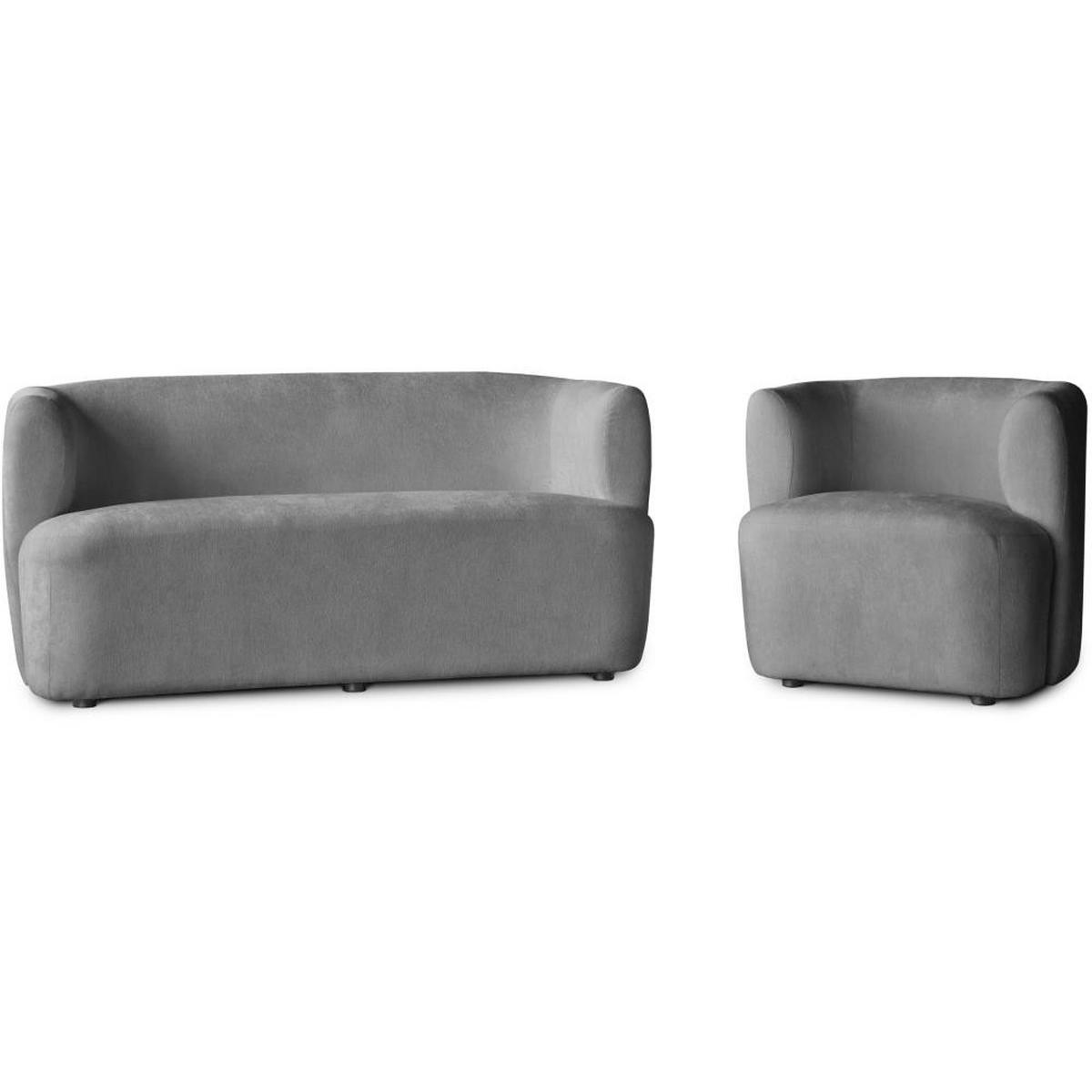 SESSEL Nori grau velour - Schwarz/Grau, Kunststoff/Textil (75/68/72cm) - Beautysofa