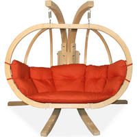 HÄNGESESSEL mit Gestell CALLISTO ,Rot - Rot, Holz/Textil (240/183/137cm) - KONSIMO®