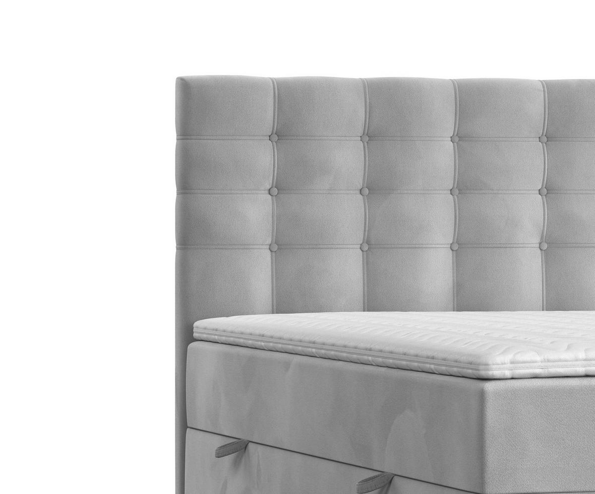 BOXBETT Sansa Grau 120/200 cm mit Taschenmatratze und Topper - Schwarz/Grau, Holz/Holzwerkstoff (120/200cm) - Maison de Reve
