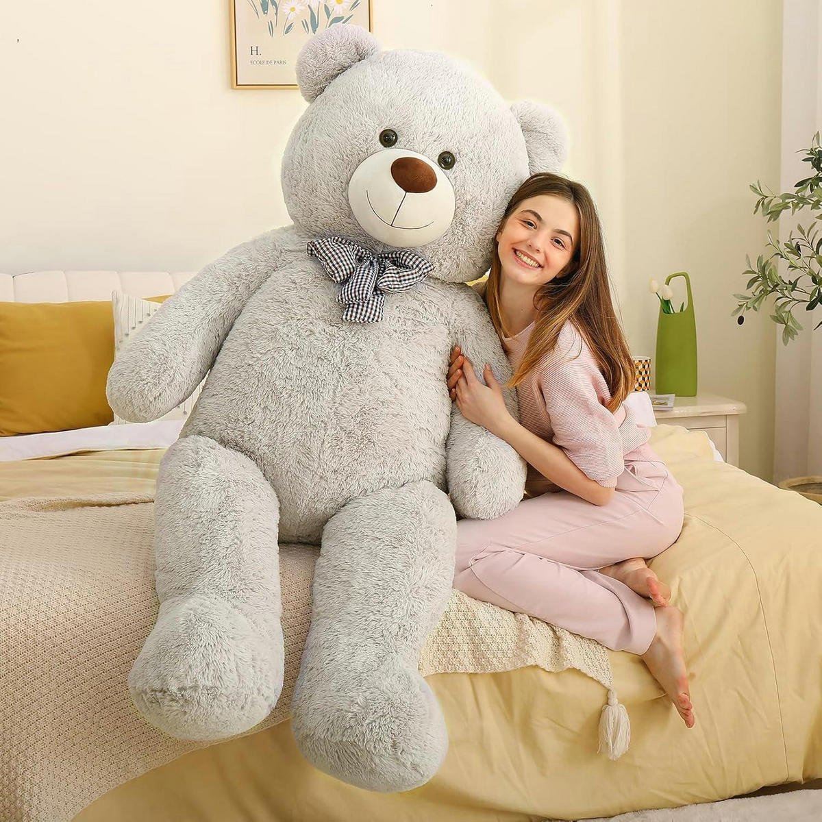 PLÜSCHTIER Teddybär 140 cm Grau - Grau, Fell (90/140cm)