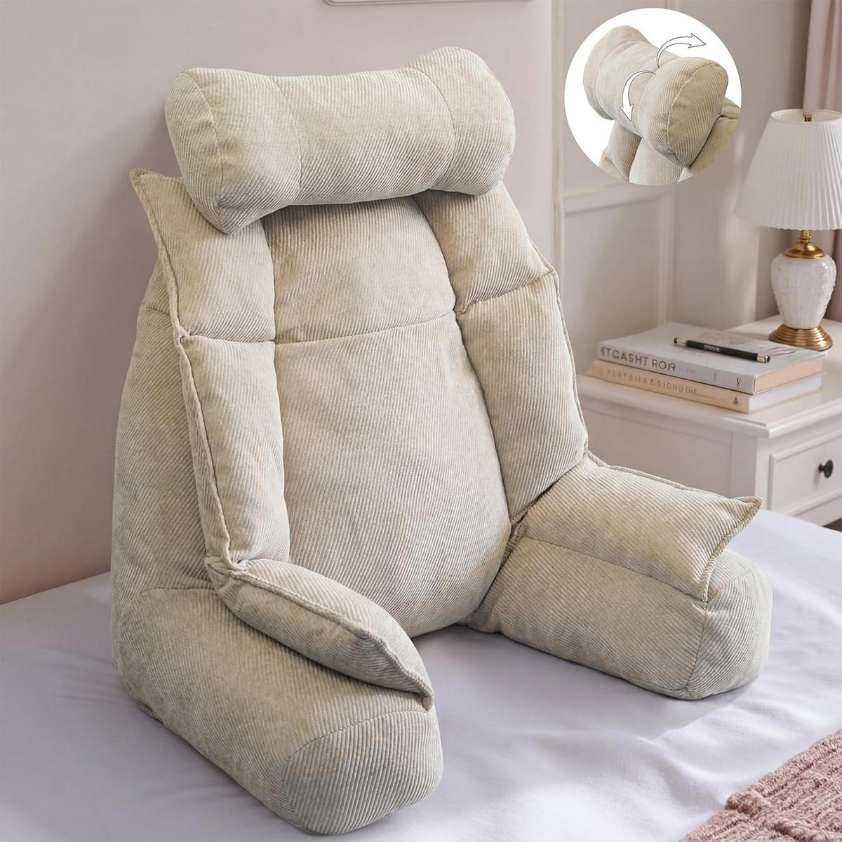 RÜCKENSTÜTZKISSEN Verstellbar Beige - Beige, Textil (92/56cm) - Vercart