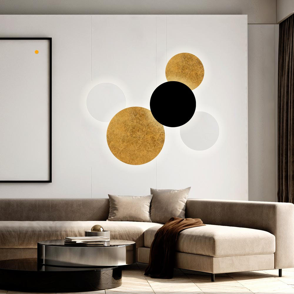 LED-WANDLAMPE Cloud Blattgold Ø 40/50cm - Goldfarben, Metall (80/4.4/80cm) - s.luce