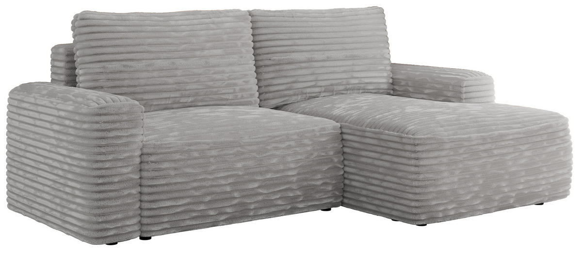 ECKSOFA BELLUNO L Grau Cord - Rechts - Schwarz/Grau, Textil (233/144cm) - MKS