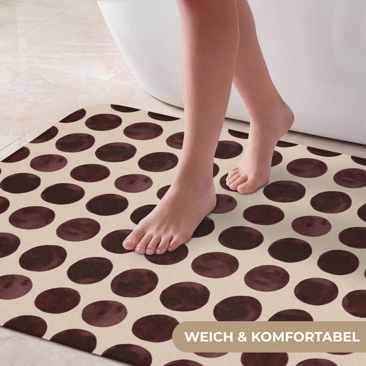KOUPELNOVÁ PŘEDLOŽKA Puntíky - Vzor - Hnědý 60x90 cm - bordeaux, textil/plast (60/90cm)