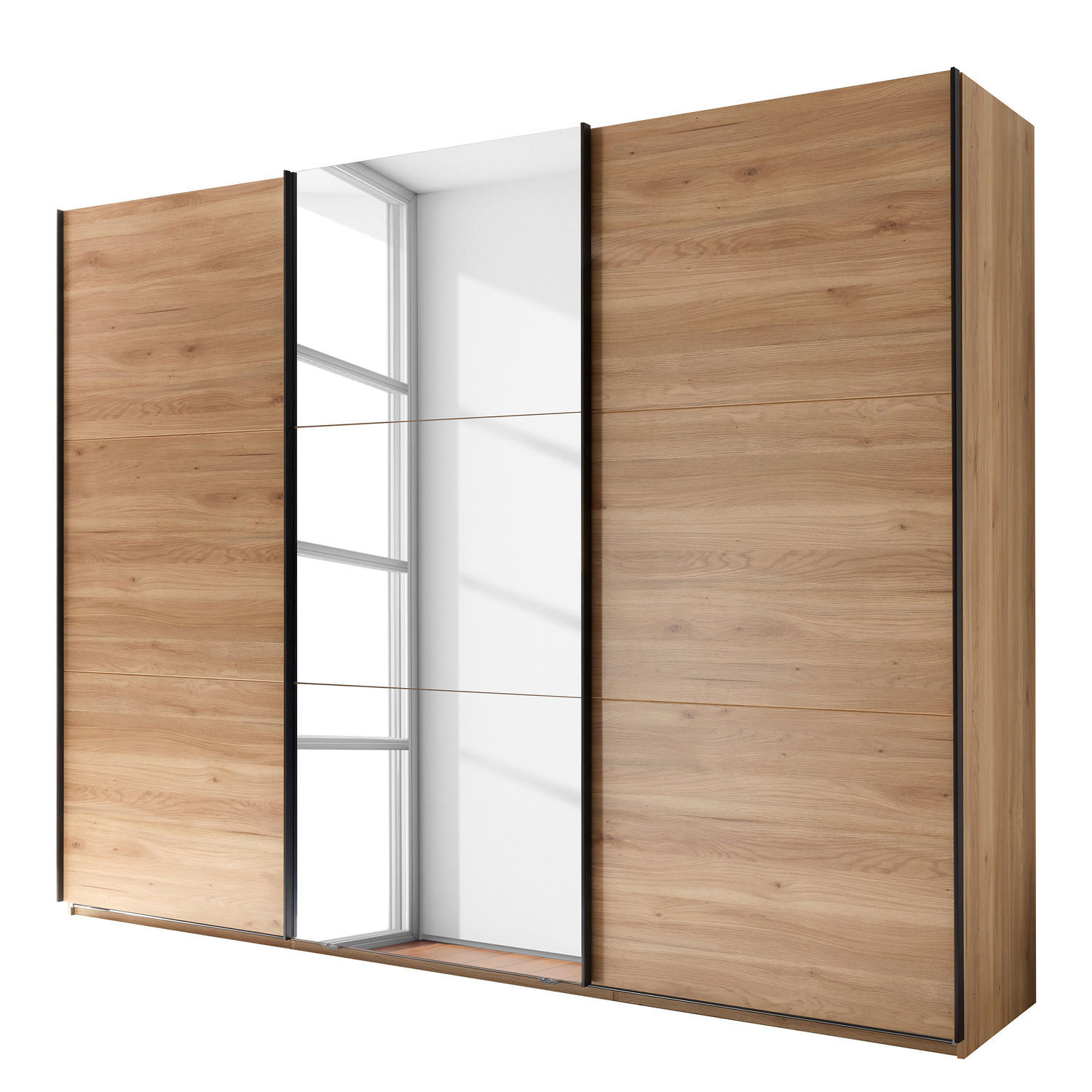 SCHWEBETÜRENSCHRANK - Eiche Mauvella Dekor - Eichefarben/Grau, Holzwerkstoff/Metall (270/210/60cm) - home24