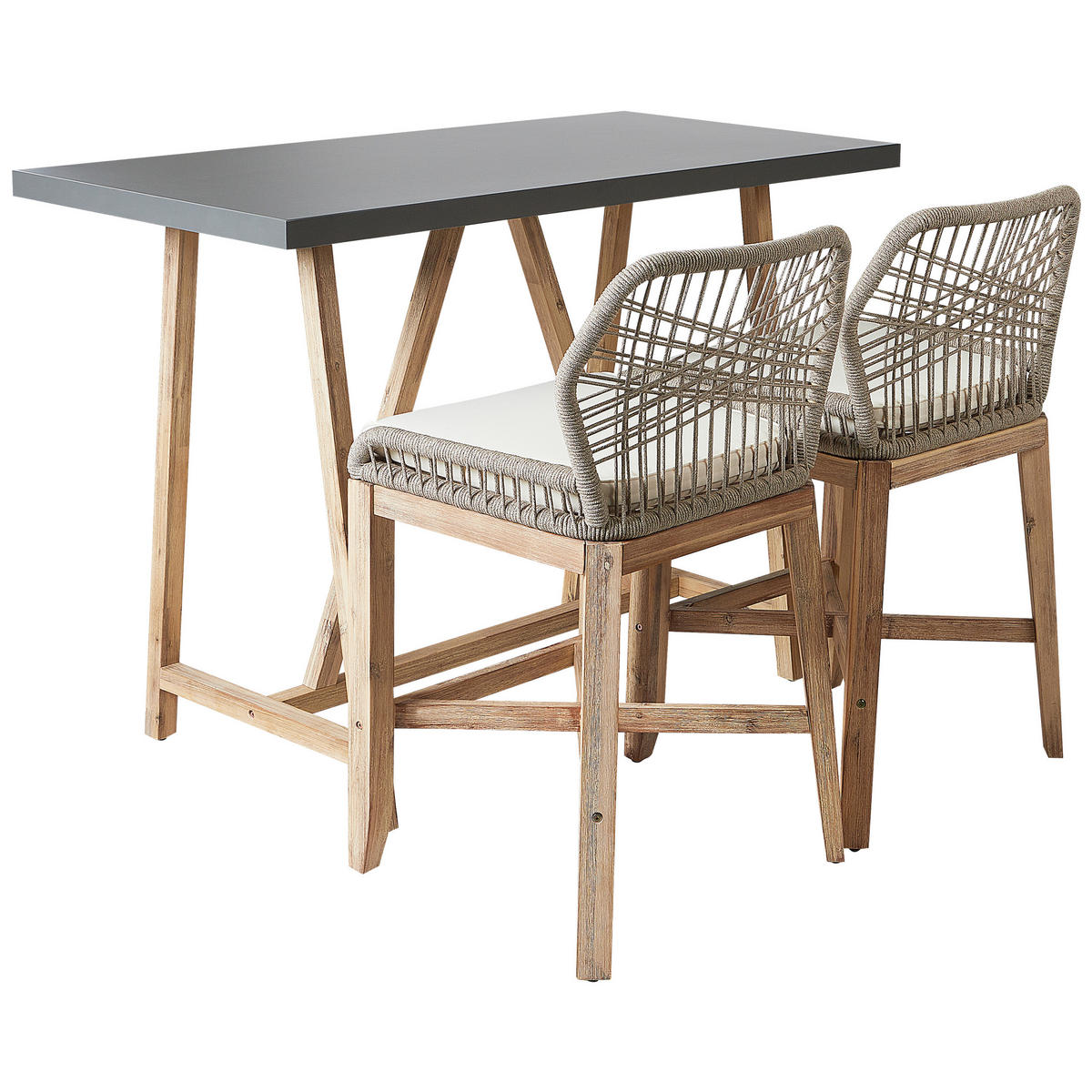 BISTRO-SET 2-Sitzer Heller Holzfarbton Talamone - Hellbraun/Beige, Holz - Beliani