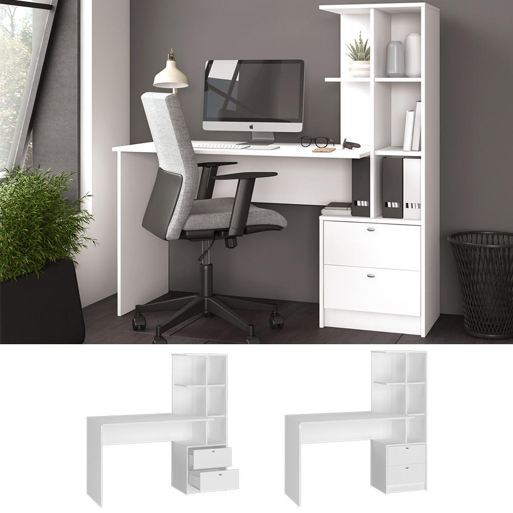 SCHREIBTISCH Denton Weiß 136 x 55 cm - Weiß, Holzwerkstoff (55/136/138cm) - Vicco