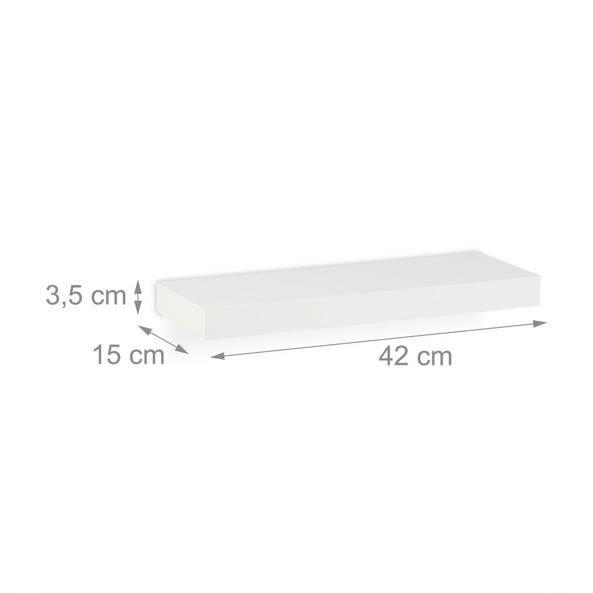 3XWANDREGAL - Weiß, Holzwerkstoff/Metall (42/3.5/15cm) - Relaxdays