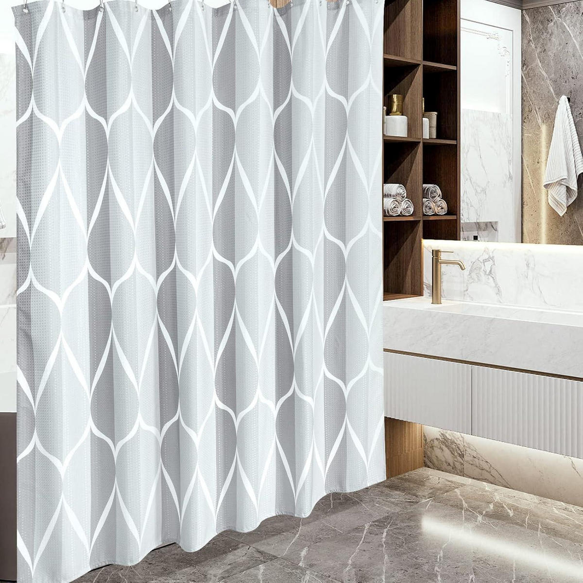 DUSCHVORHANG Stoff Grau 182 x 182 cm - Grau, Textil (182/182cm)