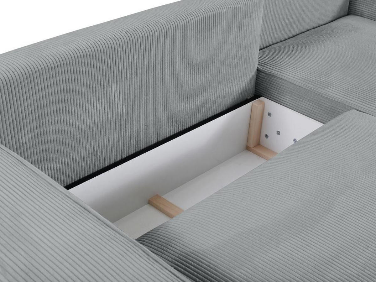 ECKSOFA mit Schlaffunktion - Ecke Rechts - Cord - Hellgrau - AMELIA - Hellgrau, Textil (167/267cm) - Vente-Unique