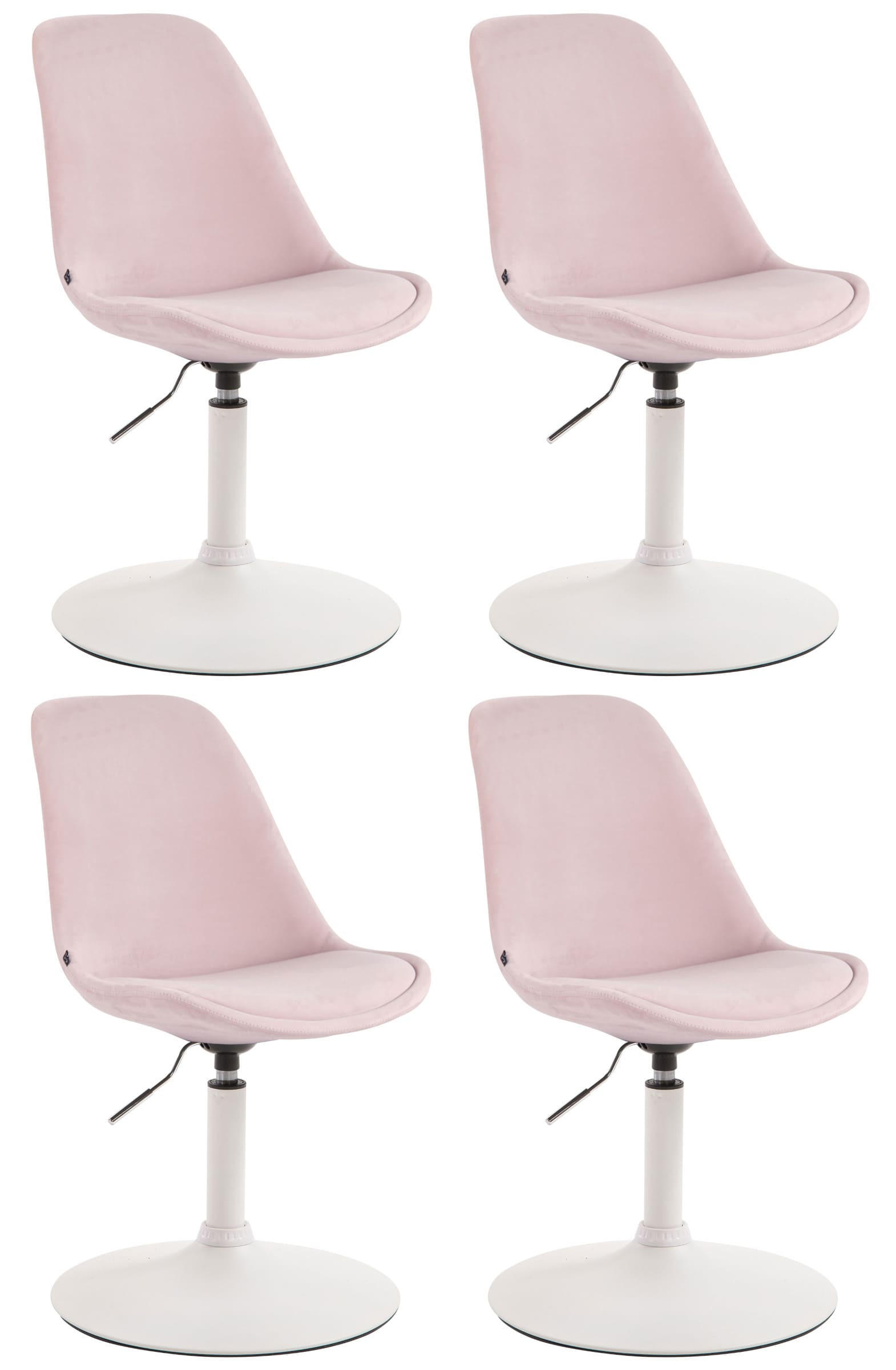 STUHL 4er Set Samt pink - Pink/Weiß, Textil/Metall (48/76/57cm) - CLP