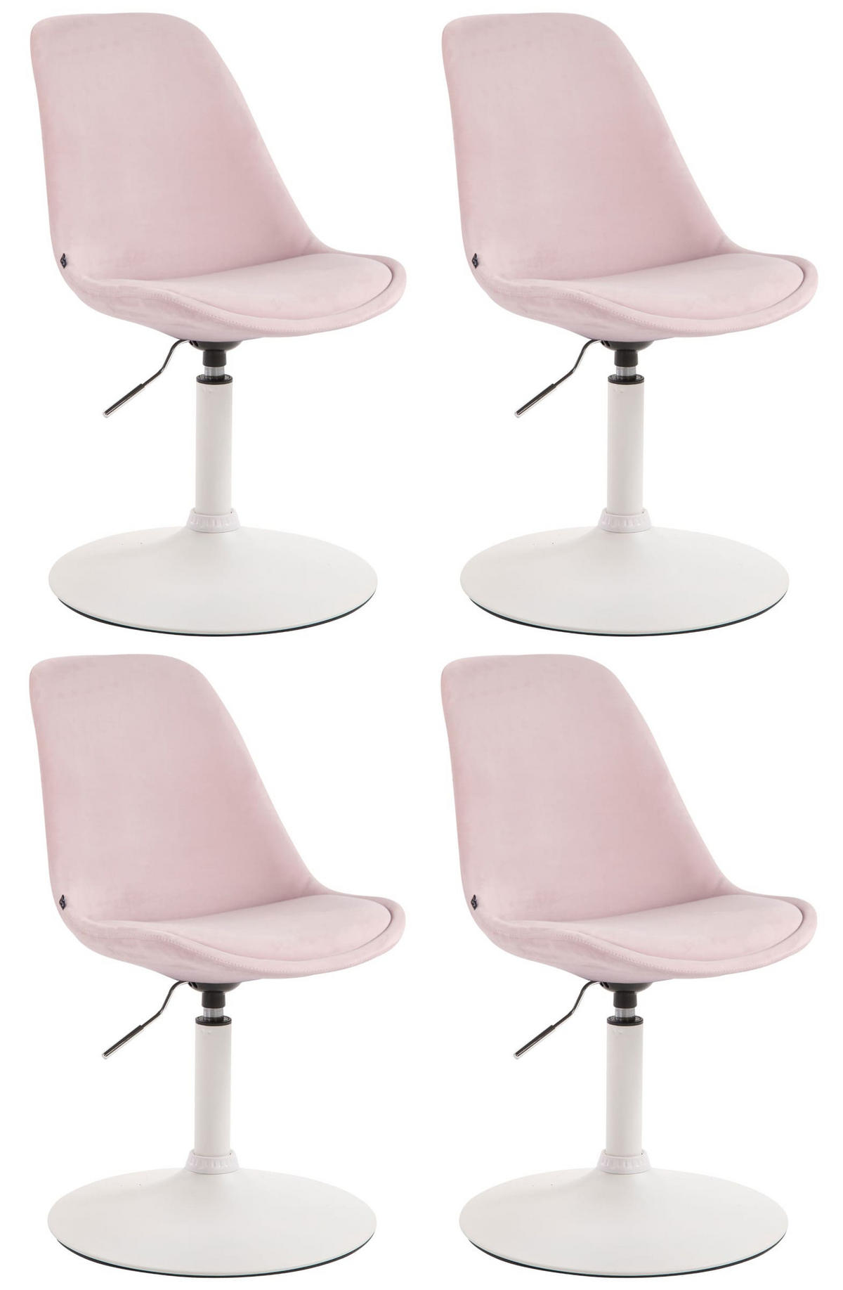 STUHL 4er Set Samt pink - Pink/Weiß, Textil/Metall (48/76/57cm) - CLP