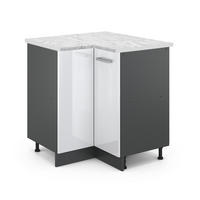 ECKUNTERSCHRANK R-Line Weiß Hochglanz 75.6 cm AP Marmor - Weiß Hochglanz/Anthrazit, Holzwerkstoff (75.6/81.6/60cm) - Vicco
