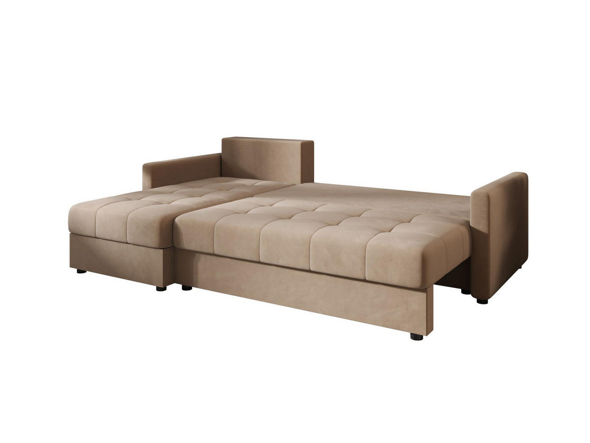ECKSOFA MOS L BIS Itaka 48 Links mit Schlaffunktion - Braun, Textil (220/143cm) - Bedante
