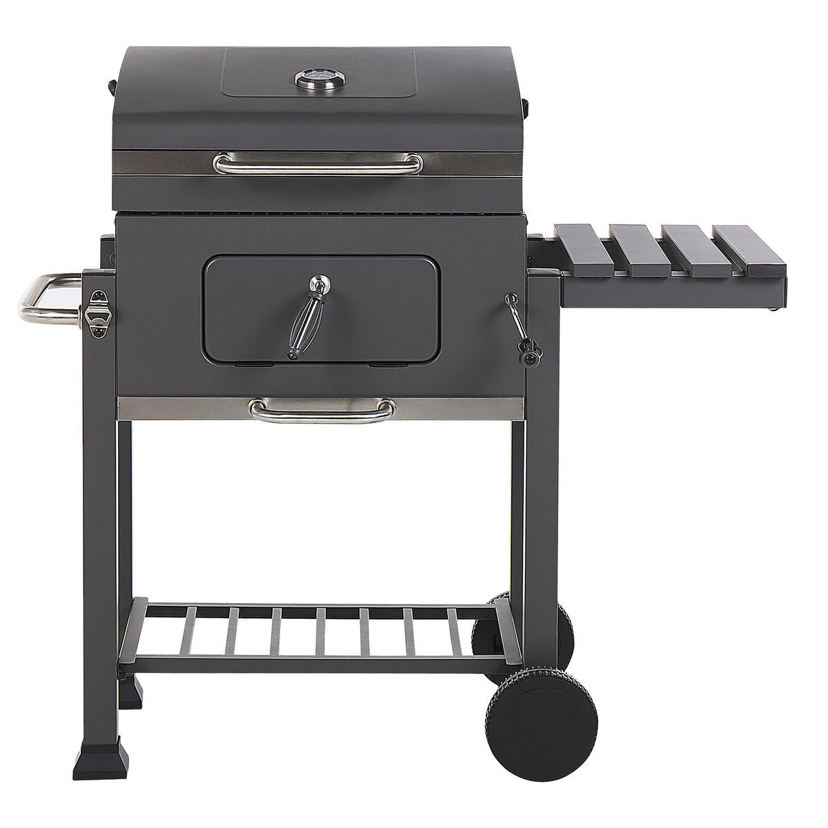 HOLZKOHLEGRILL mit Deckel Stahl grau rechteckig rollbar Pavlof - Grau, Metall (79/107/49cm)