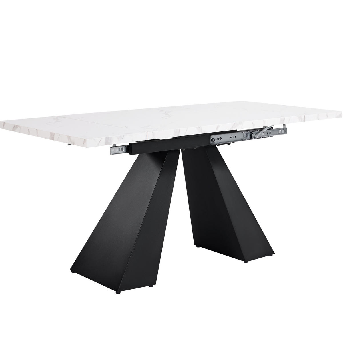 ESSTISCH 99-159/74/77 cm ausziehbar mit MDF-Tischplatte, breiter Arbeitsfläche und Carbonstahl-Beinen, Weiß/Schwarz - Weiß, Holzwerkstoff (159/74/77cm) - Redom