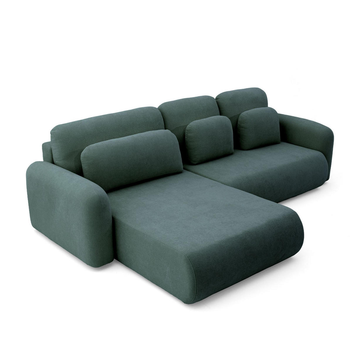 ECKSOFA NEST L Universal mit Schlaffunktion 157x240 Webstoff Dunkelgrün - Dunkelgrün/Schwarz, Holz/Textil (280/187cm) - Muffo