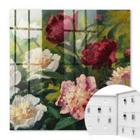 SCHLÜSSELBOX Weiß 30x30 cm – Türöffnung nach rechts - Bunte Blumen - Grün, Metall (30/30/5cm) - TULUP