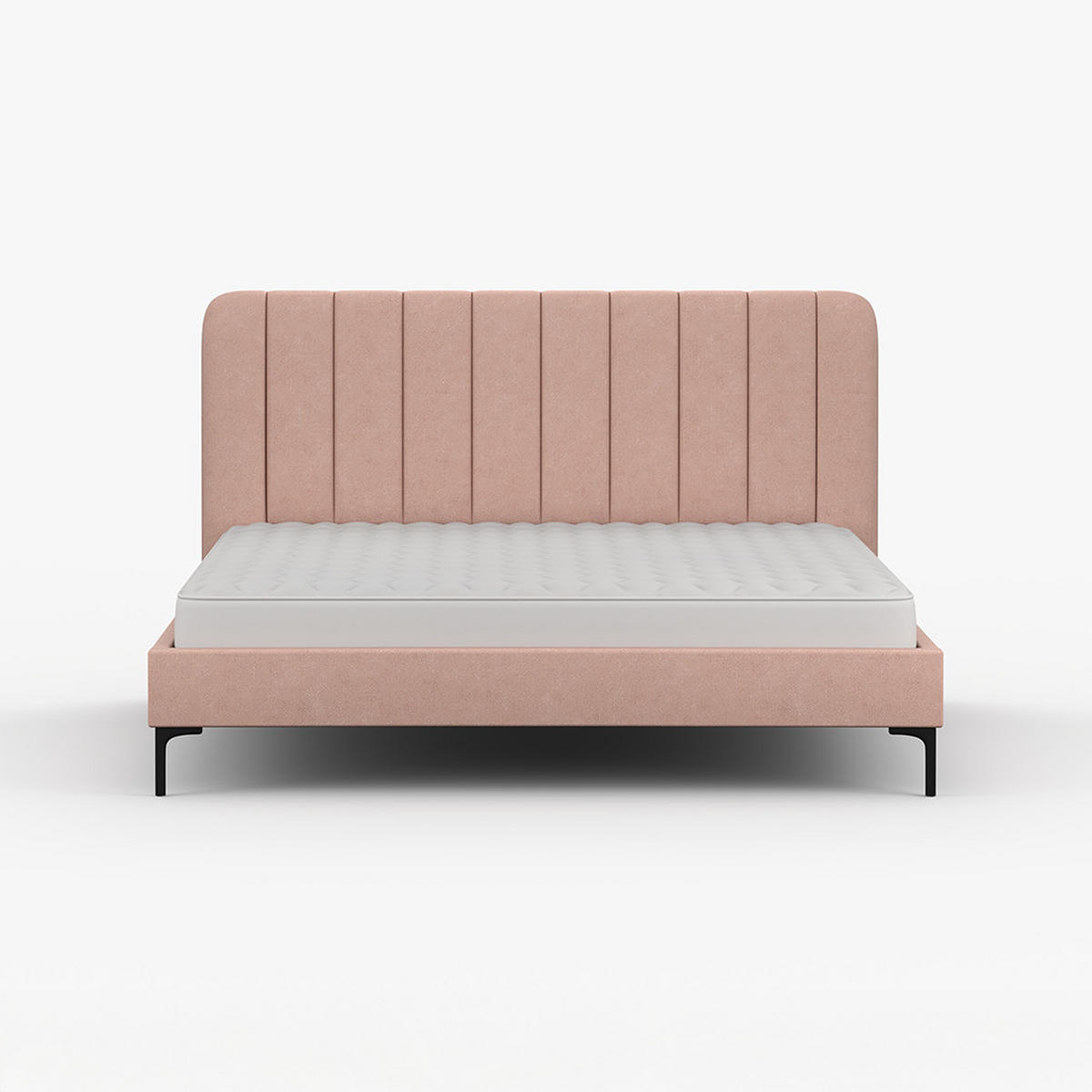 POLSTERBETT LUMI, Lattenrost, ohne Bettkasten, gepolsterte Kopfstütze 160/200 in Rosa - Schwarz/Rosa, Holz/Textil (160/200cm) - imoebel24