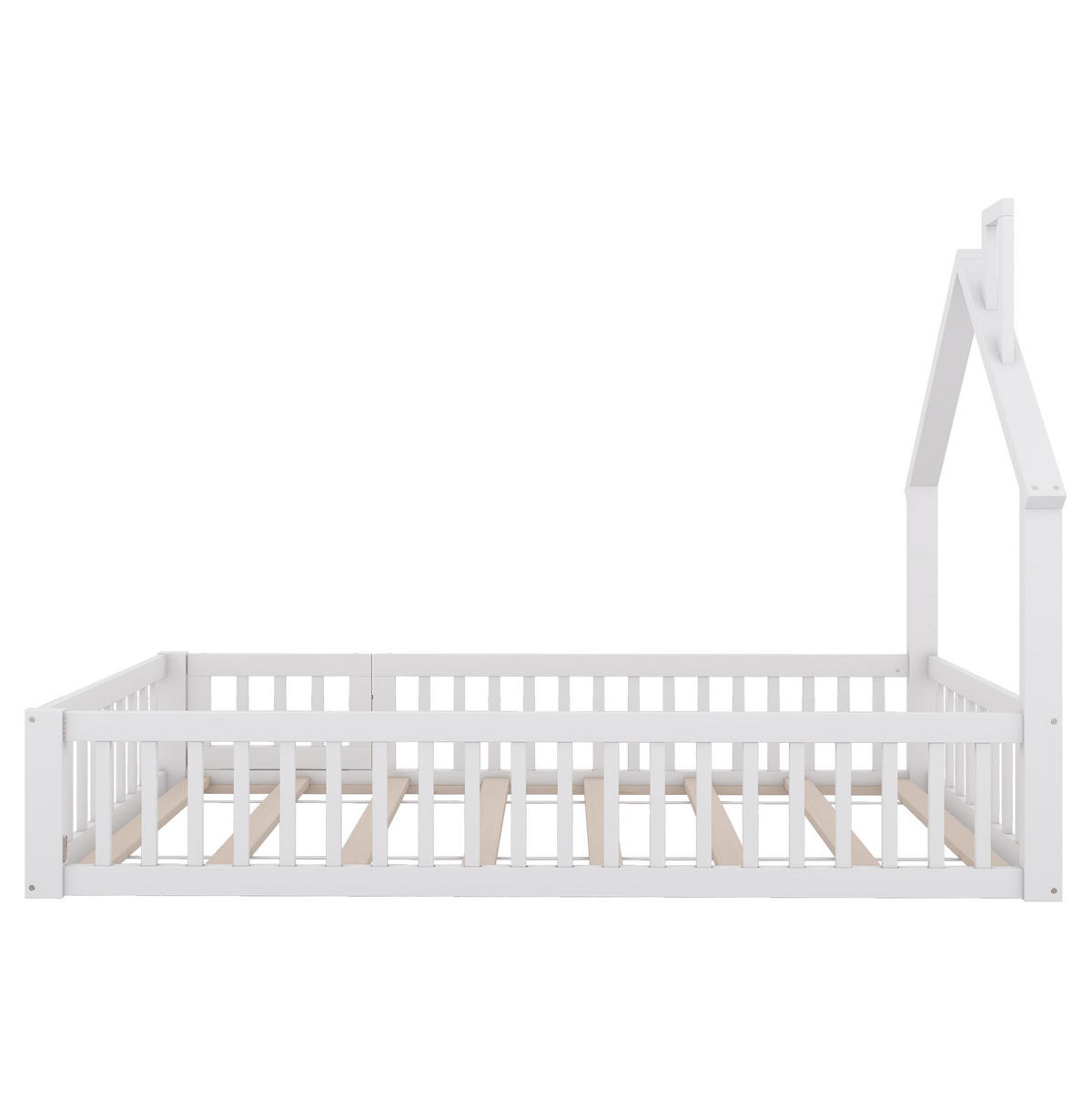 KINDEREINZELBETTEN aus Kiefernholz & MDF 90x200 cm in Weiß mit Lattenrost & Sicherheitsgitter - Weiß, Holz (90/200cm) - Modfu