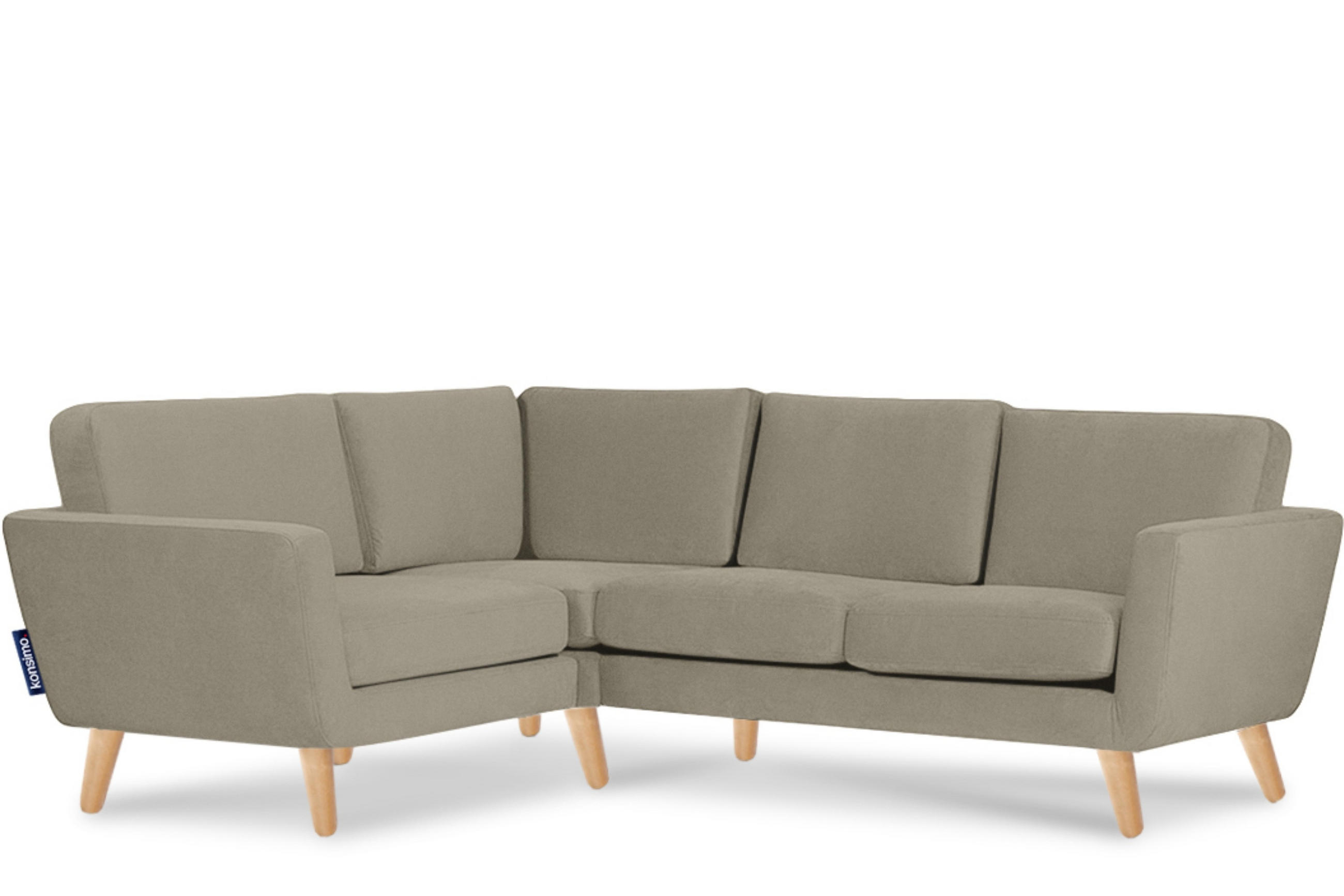 ECKSOFA-LINKS TAGIO 3/4 Sitzer, Beige - Beige/Braun, Buchenholz/Textil (220/181cm) - KONSIMO®