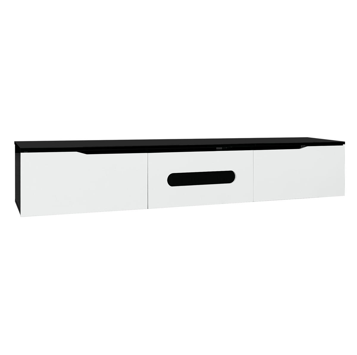 LOWBOARD 180/35/30 cm aus MDF und Spanplatte mit LED-Beleuchtung Schwarz/Weiß - Schwarz, Holzwerkstoff (180/30/35cm) - Modenvie