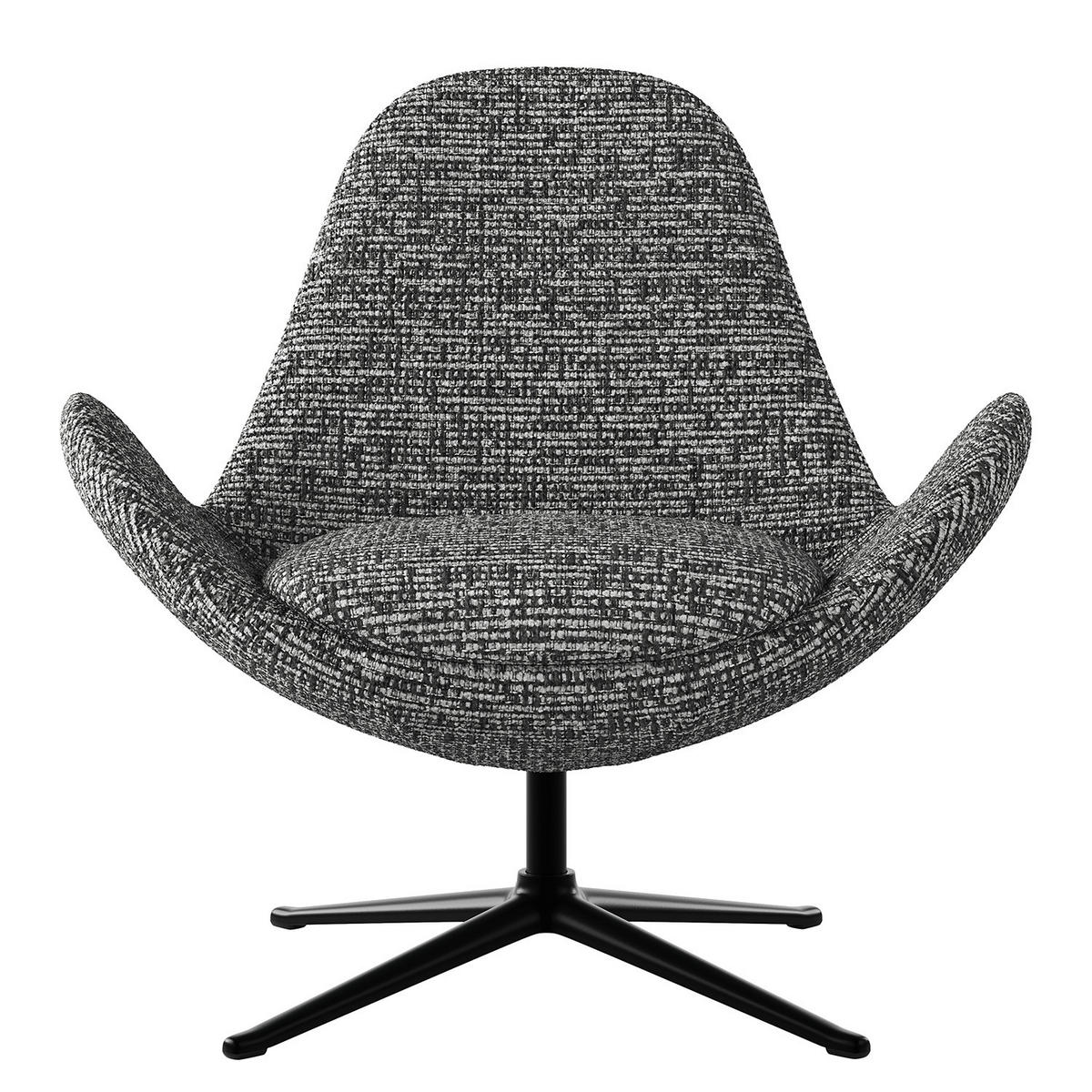 SESSEL - Schwarz/Grau, Textil/Metall (87/90/82cm) - home24