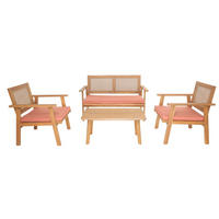 GARTENGARNITUR Rattan - Rosa - Hellrosa, Holz - Nordlys