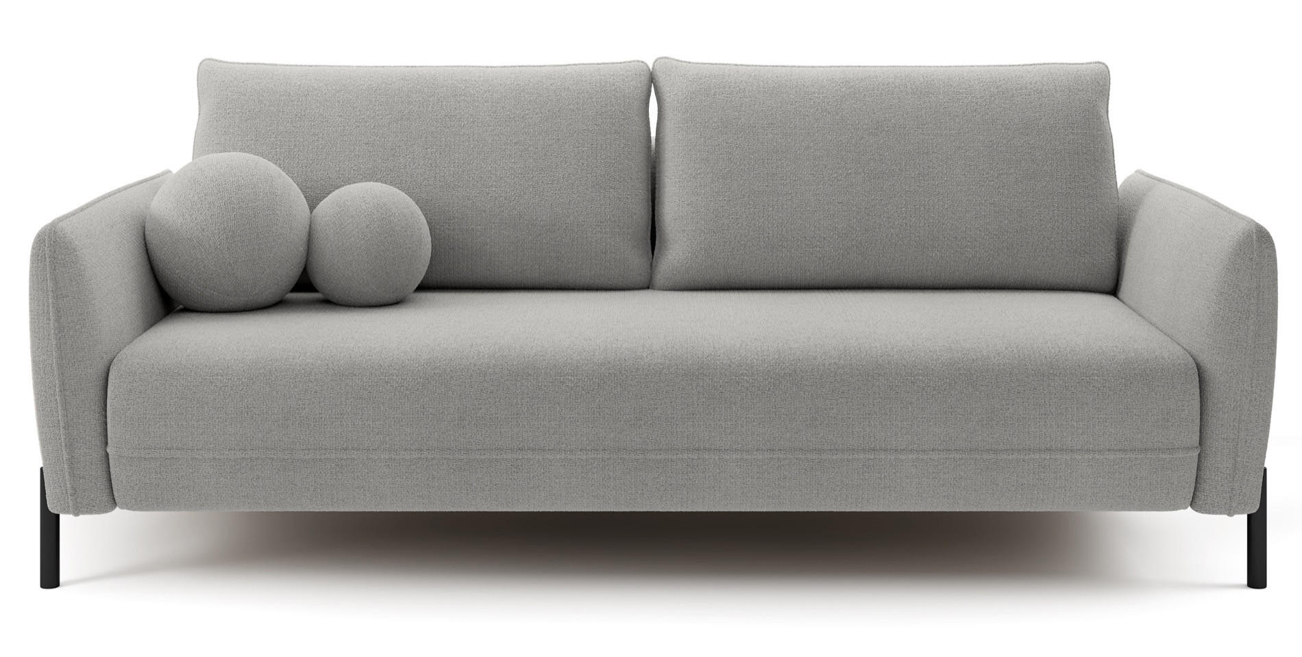 SOFA Veruco Grau mit Schlaffunktion - Schwarz/Grau, Textil/Metall (234/90/100cm) - Selsey